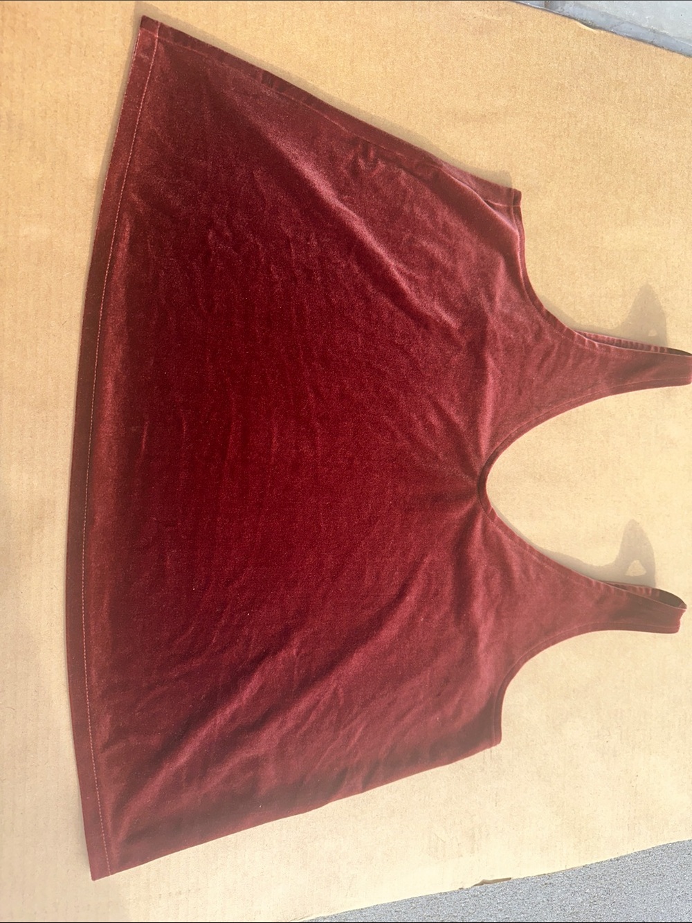 Madewell Velvet Scoop Tank Top - Burgundy Red